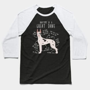 Cropped Harlequin Great Dane Dog Anatomy Baseball T-Shirt